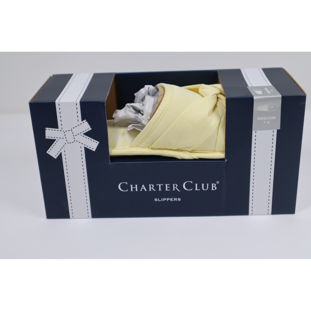 Charter Club Womens Slip-on Twisted Slippers - Pineapple Cream - Medium 7-8